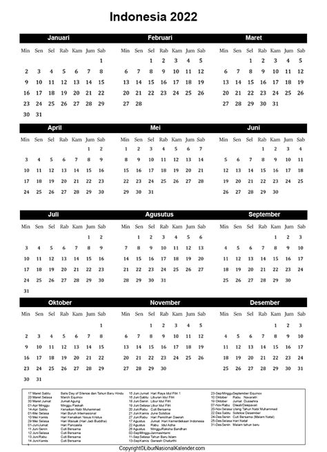 Kalender 2022 Lengkap Dengan Hari Libur Nasional Dan Cuti Bersama Images
