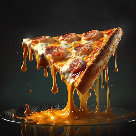 Una Rebanada De Pizza Con Queso Derretido Y Pepperoni Foto Premium