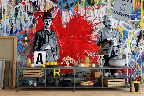 Free Download 3d Einstein Chaplin Graffiti Wall Mural Wallpaper 72