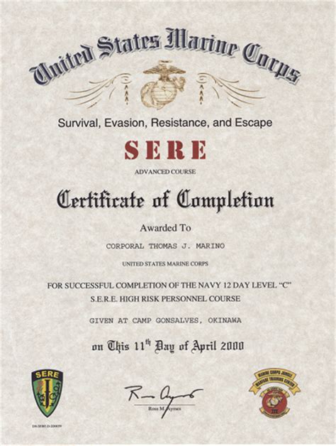 Usmc Sere Certificate