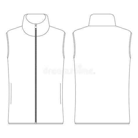 Template Women Fleece Vest Vector Illustration Flat Design Outline