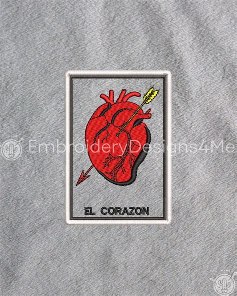 Loteria Mexicana El Corazon Heart Mexican Bingo Lottery Embroidery Design Etsy