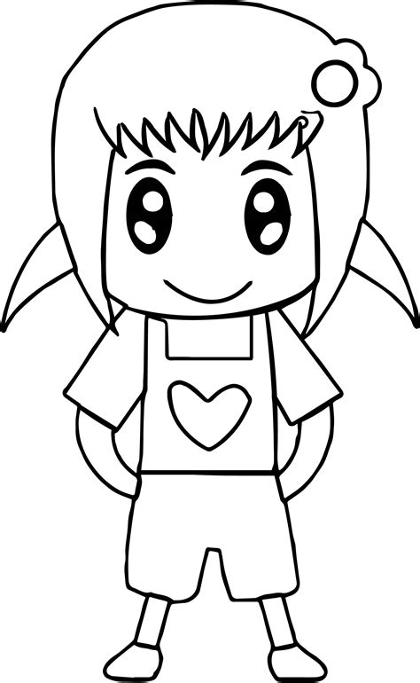 Cute Anime Girl Easy Coloring Page