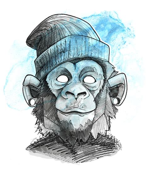 First draw a small freehand circle on the drawing paper. Watercolor Monkey Face on Student Show