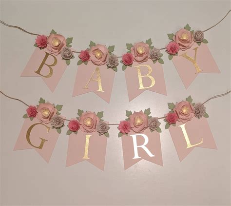 Personalized Floral Banner With 3d Paper Peonies And Blush Etsy Baby