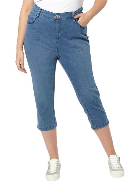 3vans Blue Denim Cropped Denim Jeans Plus Size 14 To 32