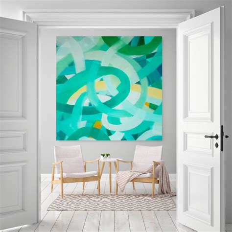 Extra Large Wall Art Original Abstract Paintinggreen Etsy Modern