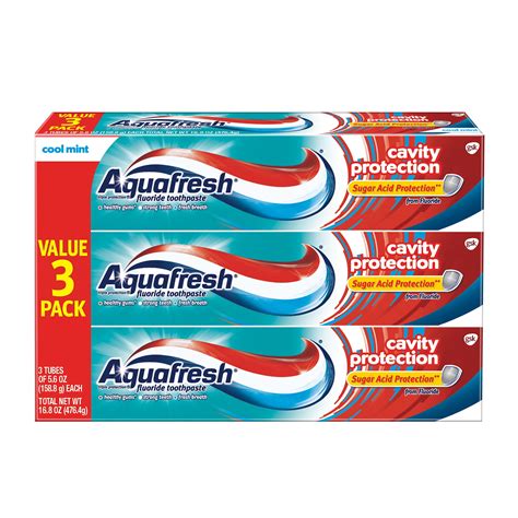 Aquafresh Cavity Protection Fluoride Toothpaste Cool Mint 3 Tubes 56