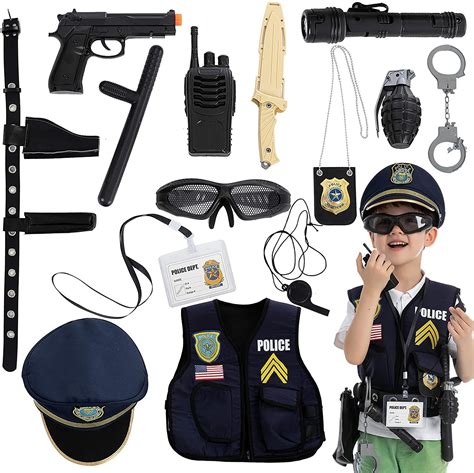 Police Pretend Play Toys And Outfit 14pcs Police Costume Kids