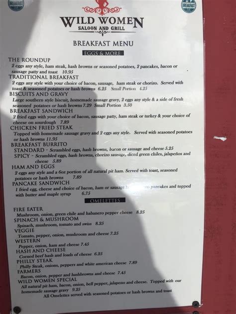 Menu At Wild Women Saloon And Grill Pub And Bar Heber Overgaard