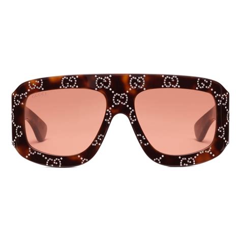 gucci rectangular sunglasses with gg tortoiseshell orange gucci eyewear avvenice