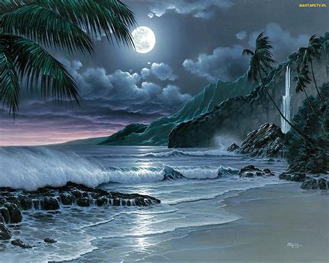 Tapety Zdjęcia Plaża Księżyc Noc Góry Morze