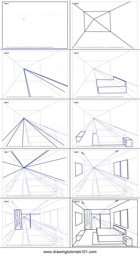 How To Draw One Point Perspective Bedroom Step By Step Printable