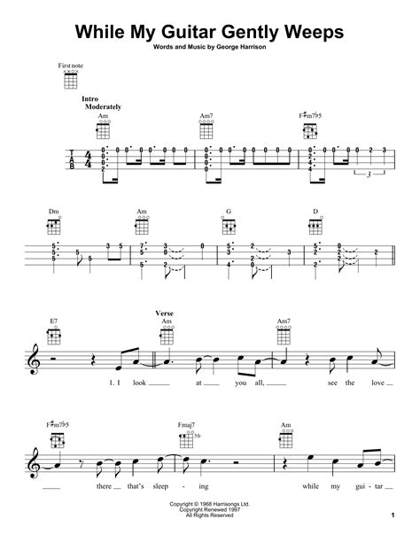 the beatles while my guitar gently weeps sheet music
