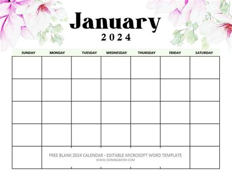 Free Fully Editable 2024 Calendar Template In Word