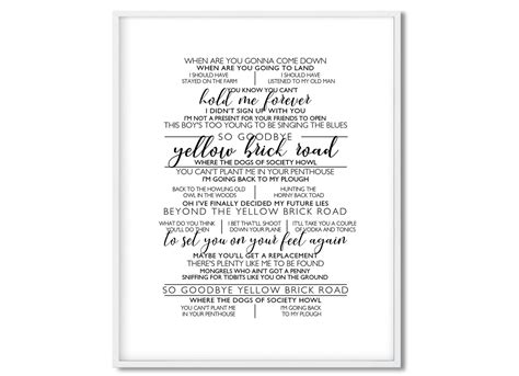 Goodbye Yellow Brick Road Elton John Song Lyrics Digital Etsy