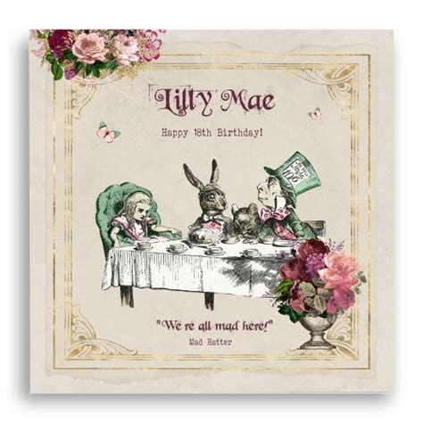 Alice In Wonderland Personalised Birthday Card Etsy