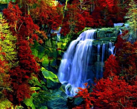 Beautiful Fall Colors Autumn Waterfalls Waterfall Waterfall Photo