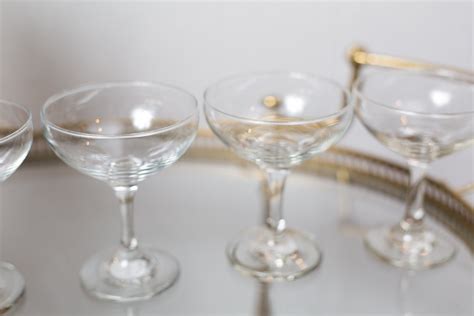 4 Champagne Coupe Glasses Luminarc 35oz Mid Century Modern Hollywood