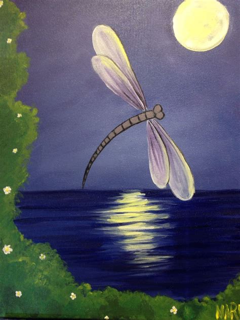 Moonlight Dragonfly Picassoandwine Dragonfly Painting Night