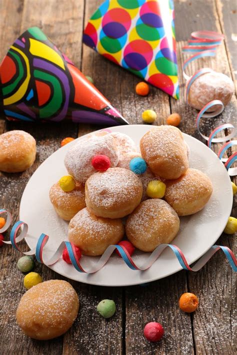 Donut With Carnival Decoration Stock Photo Image Of Pastry
