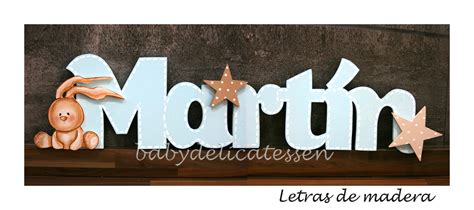 Baby Delicatessen Letras De Madera MartÍn Con Conejito Y Estrellas