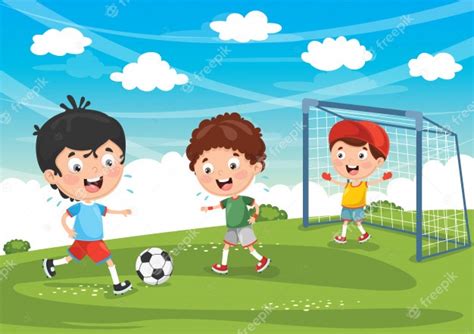 Ilustración Del Niño Jugando Al Fútbol Vector Premium