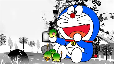 Funny Doraemon Cartoon Black White Hd Wallpaper Image Picture Wallsev