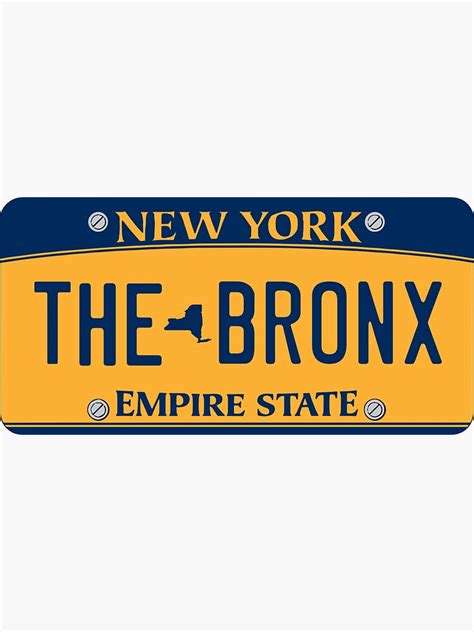 The Bronx New York License Plate Sticker For Sale By 1mnl1 Redbubble