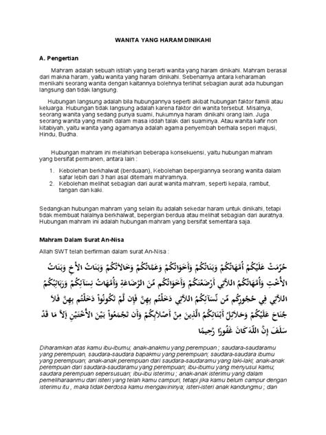 Walaupun begitu, islam mengharamkan berkahwin dengan. Wanita Yang Haram Dinikahi
