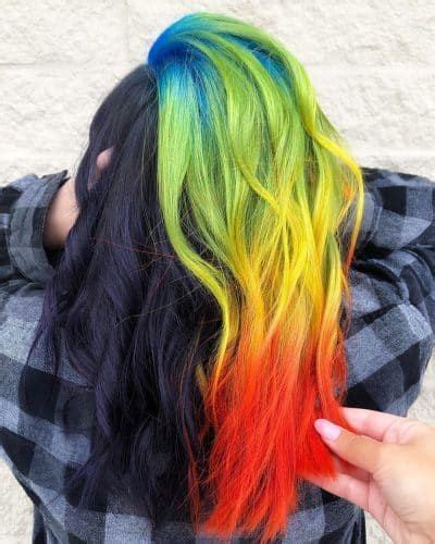 23 Brilliant Split Hair Color Ideas Thatll Make You Dye Your Hair Split Dyed Hair Neon