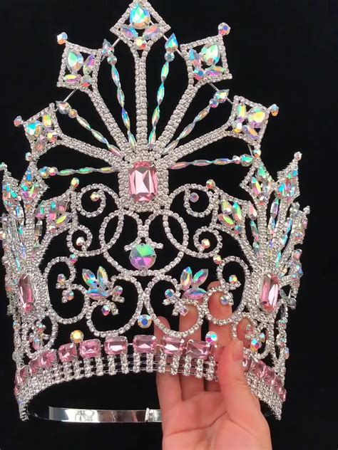 10 inch beauty custom crown rhinestone pageant tall crowns crystal adjust contour band miss big