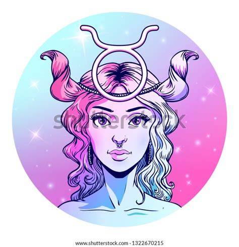 Taurus Zodiac Sign Artwork Beautiful Girl Stock Vector Royalty Free Shutterstock