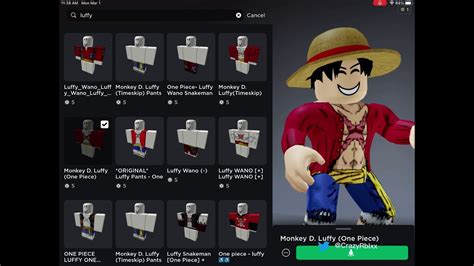 How To Make Luffy Avatar In Roblox 2021 One Piece Youtube