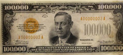 Us 100000 Bill Series 1934 Portrait Woodrow Wilson B Flickr