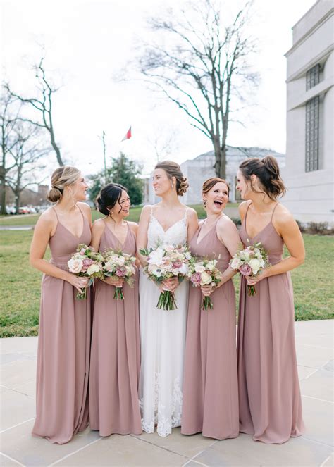 Blush Ivory Dusty Rose Mauve Bouquets In 2021 Rose Bridesmaid Dresses