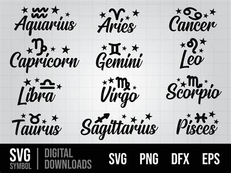Zodiac Signs Svg Bundle Horoscope Svg Astrology Signs Svg Zodiac