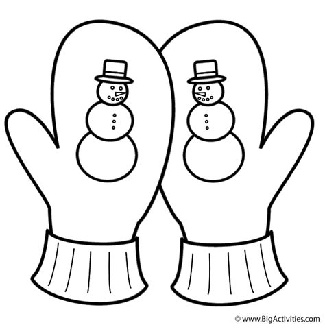 Use these images to quickly print coloring pages. Crossed Mittens with Snowman - Coloring Page (Christmas)