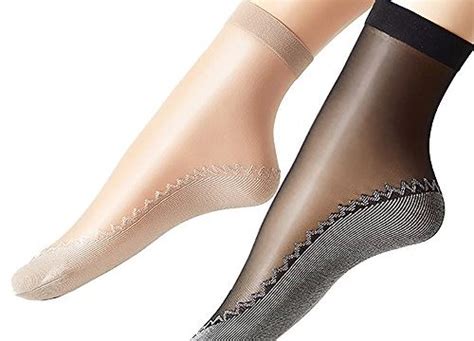 Ueither Womens 12 Pairs Silky Anti Slip Cotton Sole Sheer Ankle High Tights Hosiery Socks