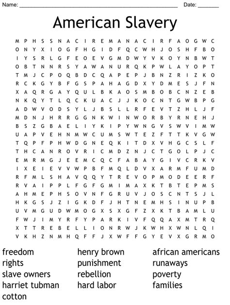 American Slavery Word Search Wordmint