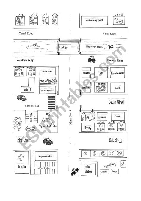 Giving Directions Map Esl Worksheet By Yetigumboots