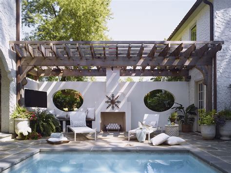 Interior Designer Crush Joanna Goodman Pergola Backyard Fireplace Outdoor Fireplace