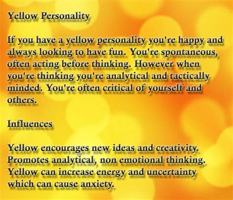 Yellow Personality And Affects Color Meanings Color Personality Color