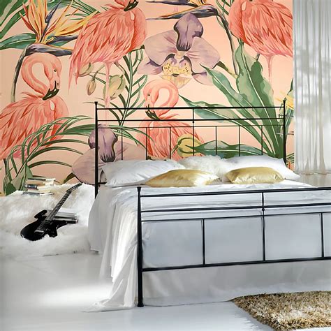 Origin Murals Tropical Pink Flamingo Matt Smooth Paste The Wall Mural