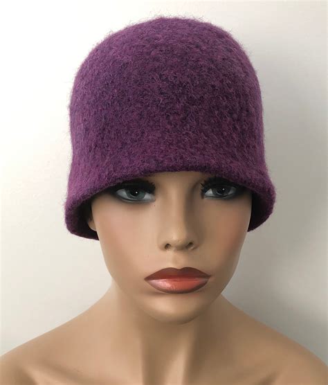 Purple Felt Hat Unisex Wool Beanie Womens Felt Hat Etsy