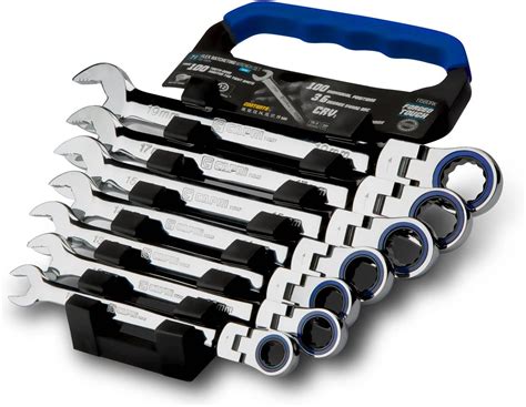 Flex Head 7pc Sae Standard Ratchet Wrench Automotive Tool Set Home Shop