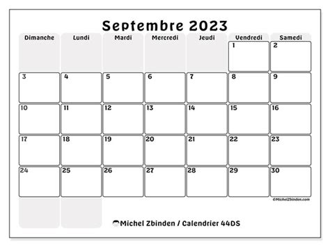 Calendrier Septembre 2023 à Imprimer “44ds” Michel Zbinden Mc
