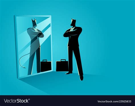 Businessman Standing In Front Of A Mirror Vector Image