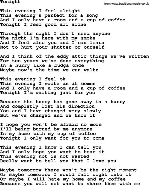 Tonight, by The Byrds - lyrics with pdf