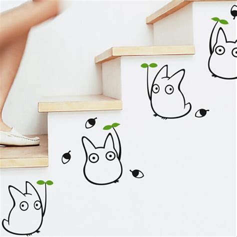 Totoro Leaf Umbrella Wall Decals Тоторо Оформление детской комнаты